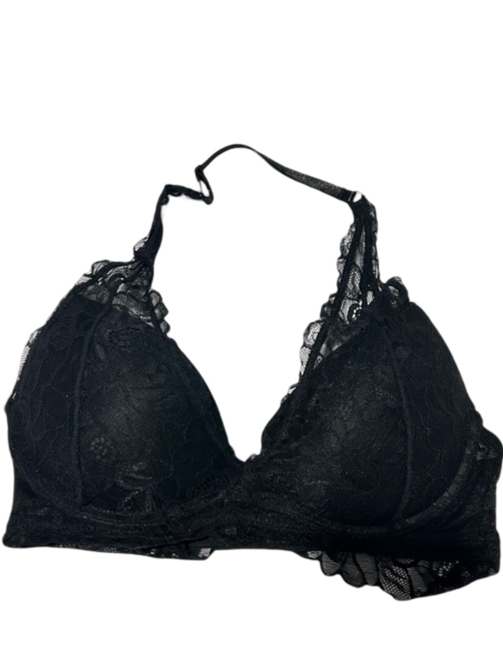 XOXO‎ Size 34C Black Lace Padded Halter Bra